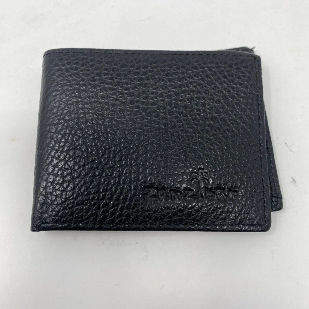 Zanzibar‎ Bifold Mens Wallet Slim Minimalist Black Faux Leather